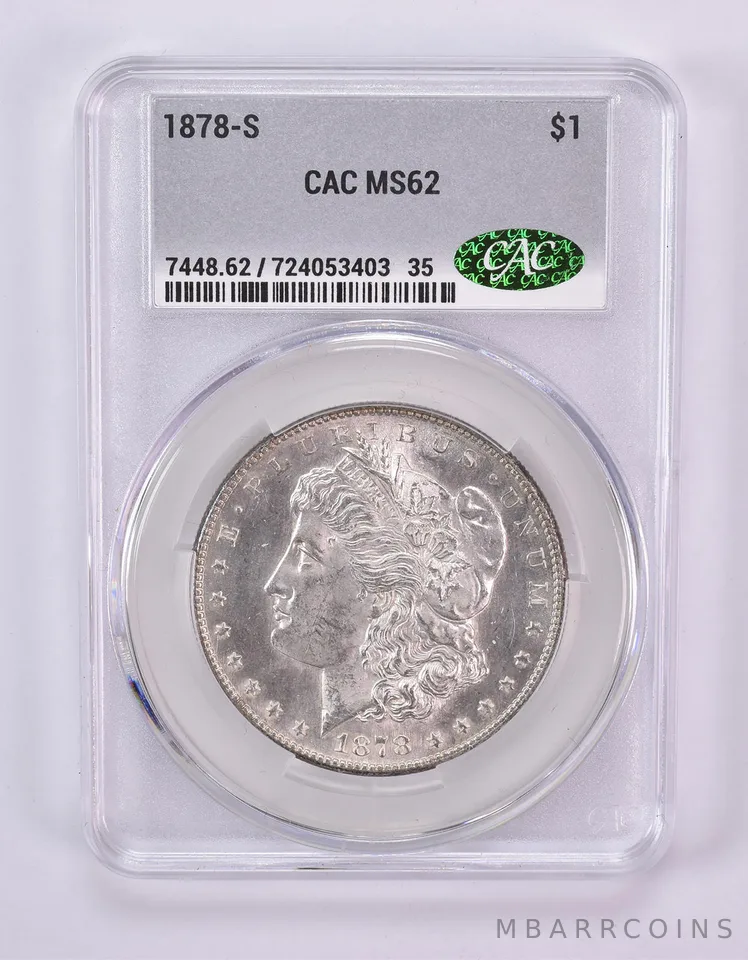 1878-S Morgan Silver Dollar MS62 CAC CACg