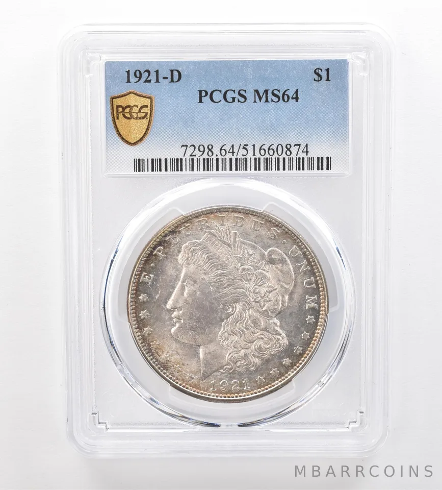 1921-D Morgan Silver Dollar MS64 PCGS Beautiful Tone *7481