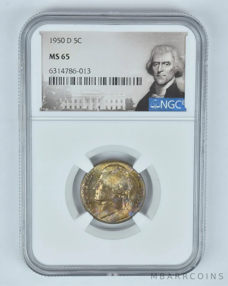 MS65 1950-D Jefferson Nickel - Graded NGC Toned! *8971