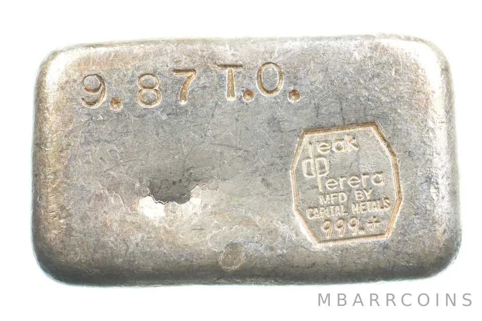 9.87 Troy Oz Silver Bar Deak Perera Vintage Poured Capital Metals 10 a5543