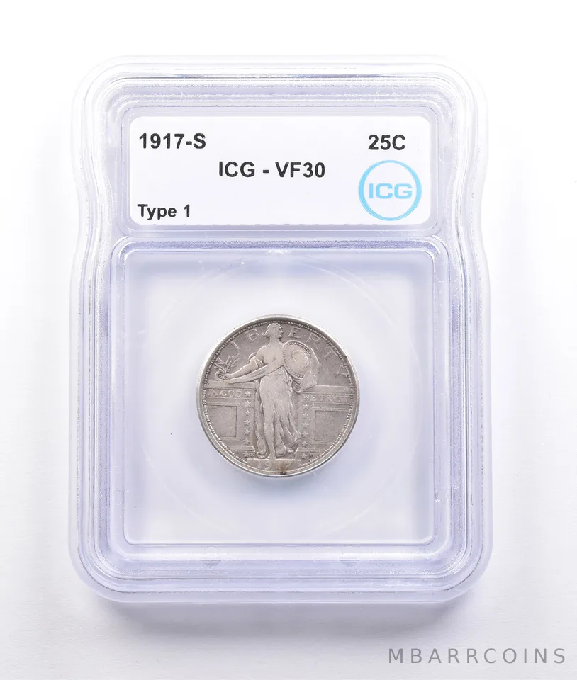 1917-S Standing Liberty Quarter Type 1 VF30 ICG *6956