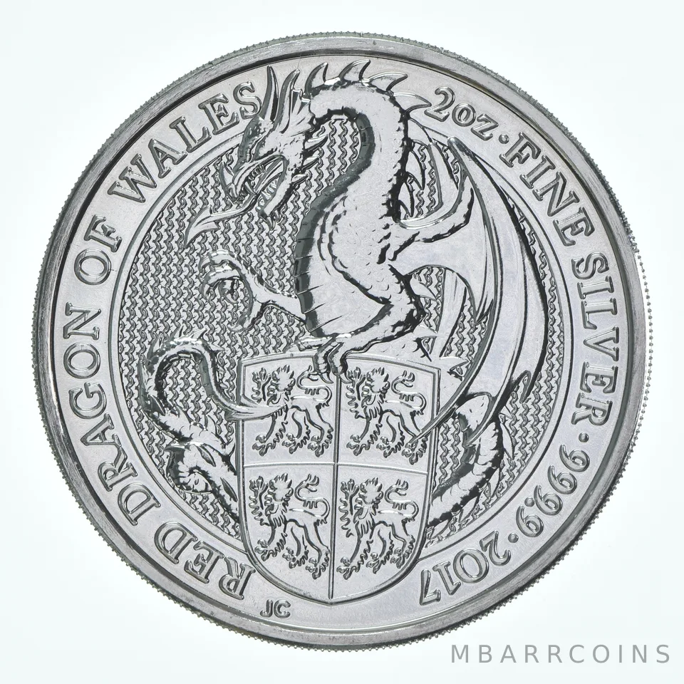 2017 Great Britain 5 Pound Silver Queen's Beasts Dragon Of Wales 2 Oz