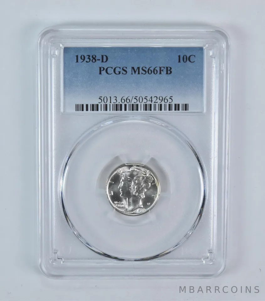 1938-D Mercury Dime MS66 FB PCGS Blue Label