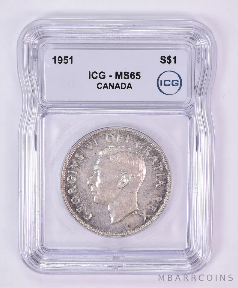 1951 Canada 1 Dollar Silver MS65 ICG Beautiful Tone *1185