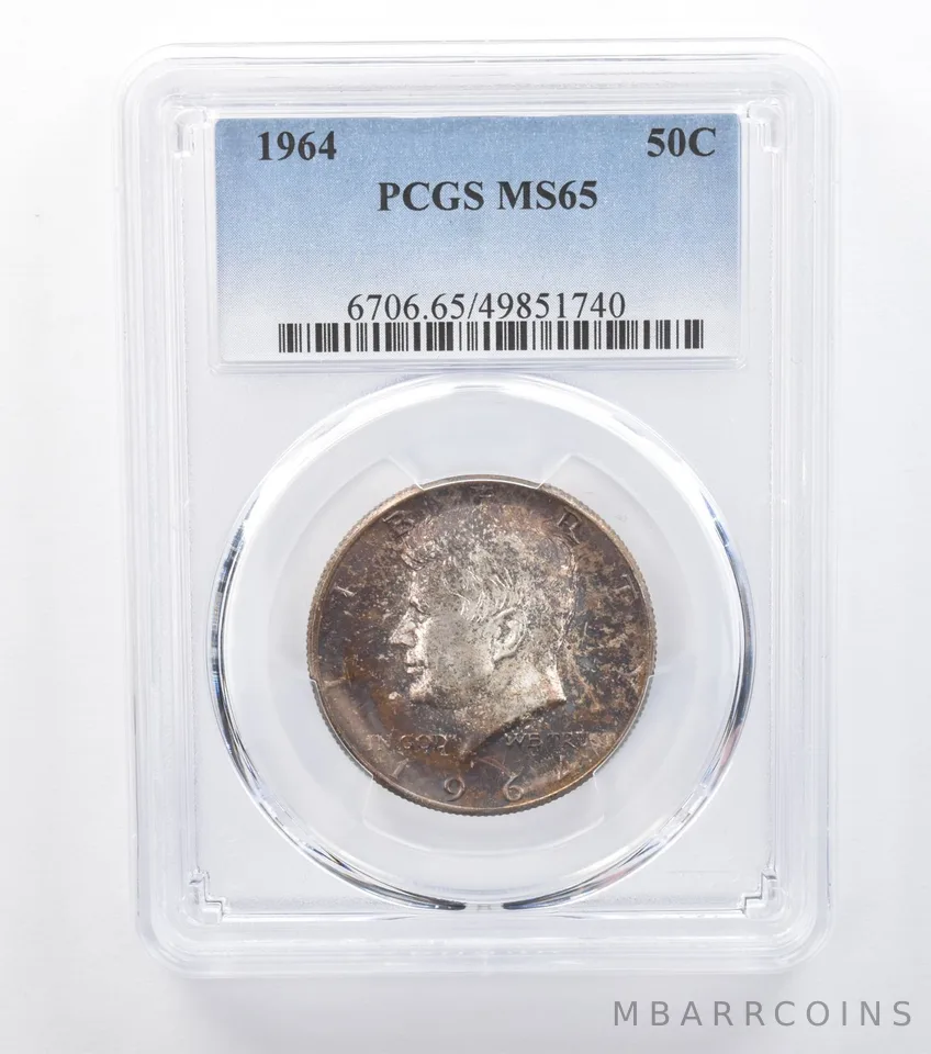 1964 Kennedy Half Dollar MS65 PCGS Beautifully Toned *7732