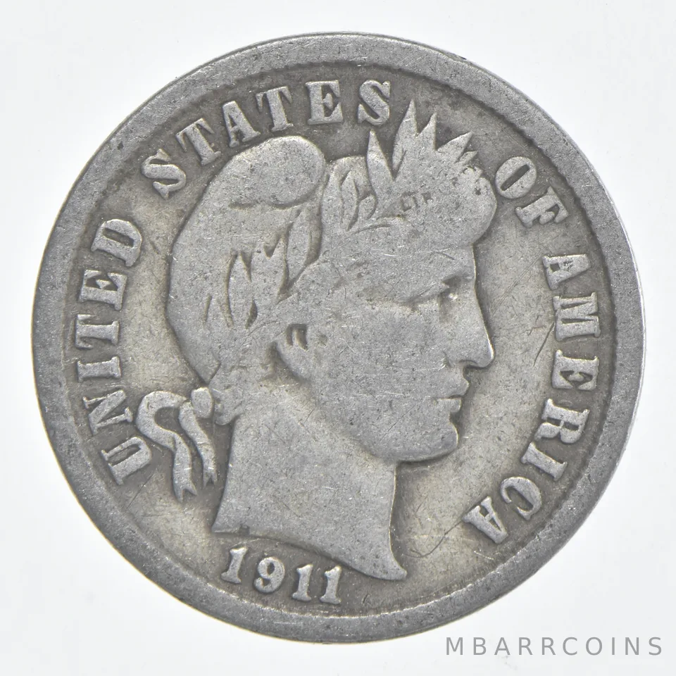 1911 (P) Barber Dime 90% Silver FINE Condition