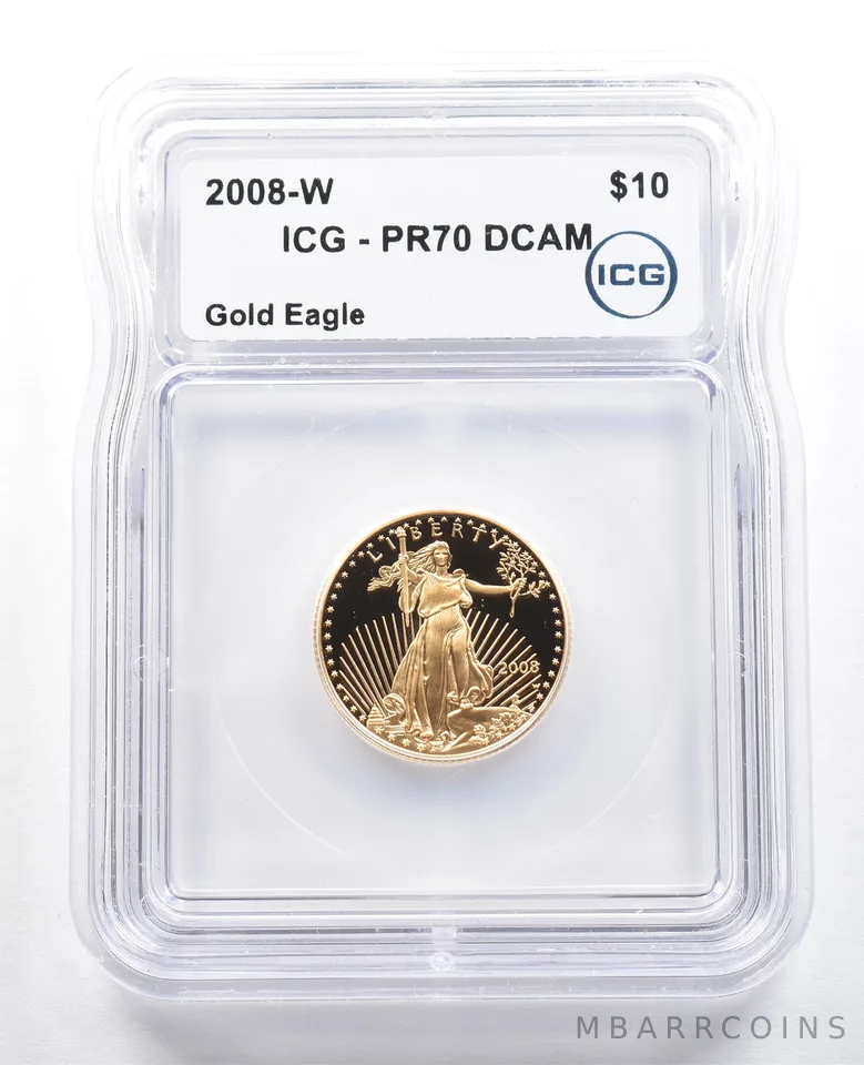 2008-W $10 American Gold Eagle 1/4 Oz Gold PR70 DCAM ICG