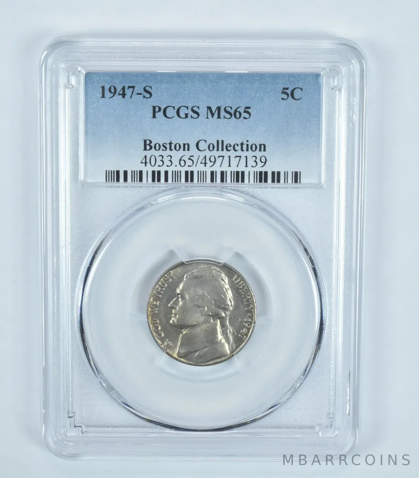1947-S Jefferson Nickel Boston Collection MS65 PCGS Blue Label