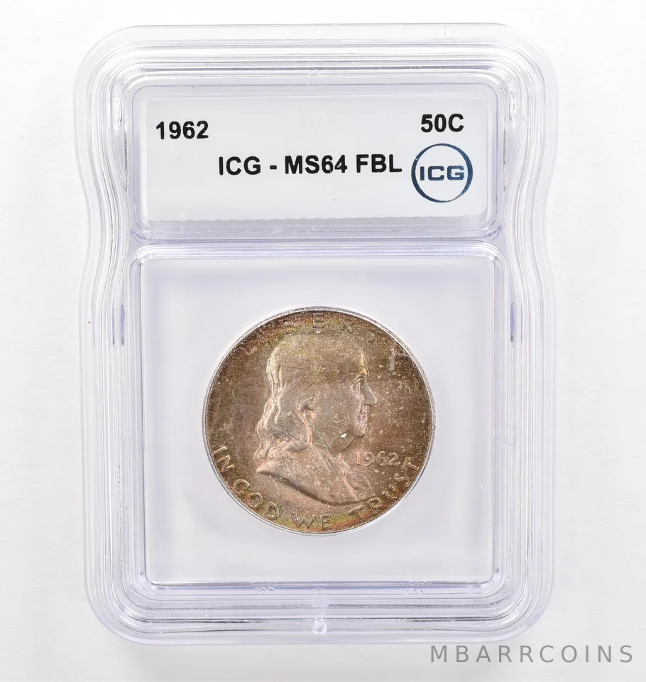 1962 Franklin Half Dollar MS64 FBL ICG Beautiful Tone *0221