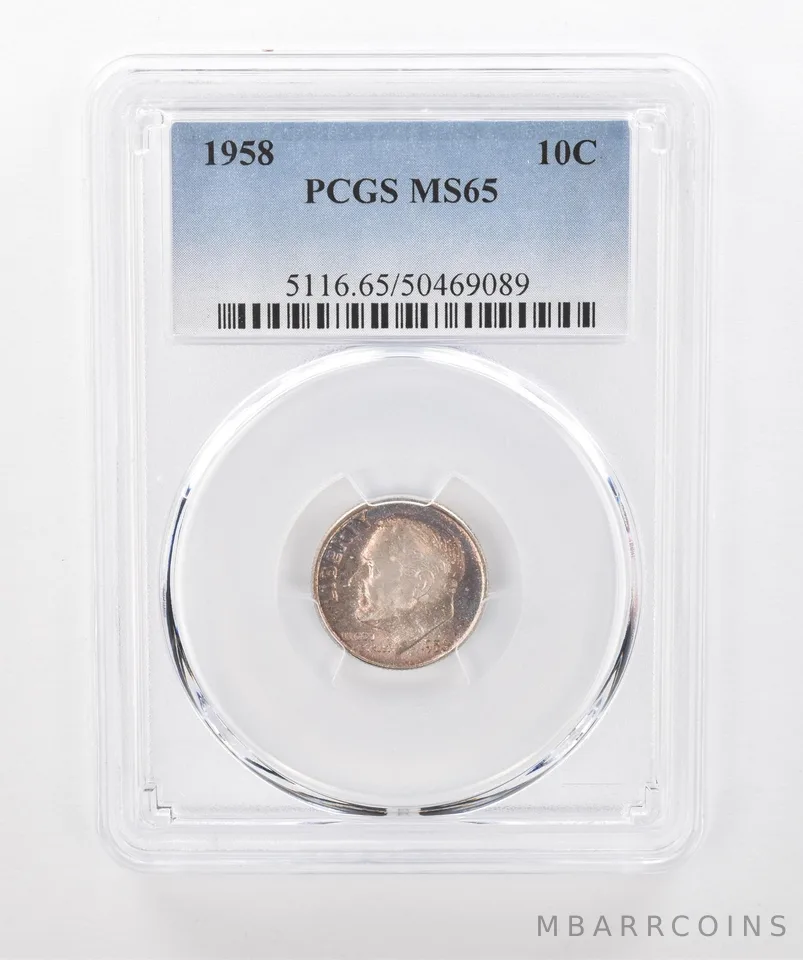 1958 Roosevelt Dime MS65 PCGS Beautiful Tone a1418