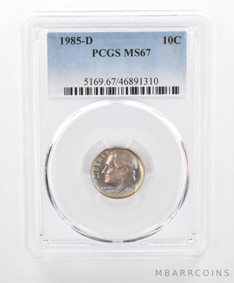 1985-D Roosevelt Dime MS67 PCGS Beautiful Tone *2777