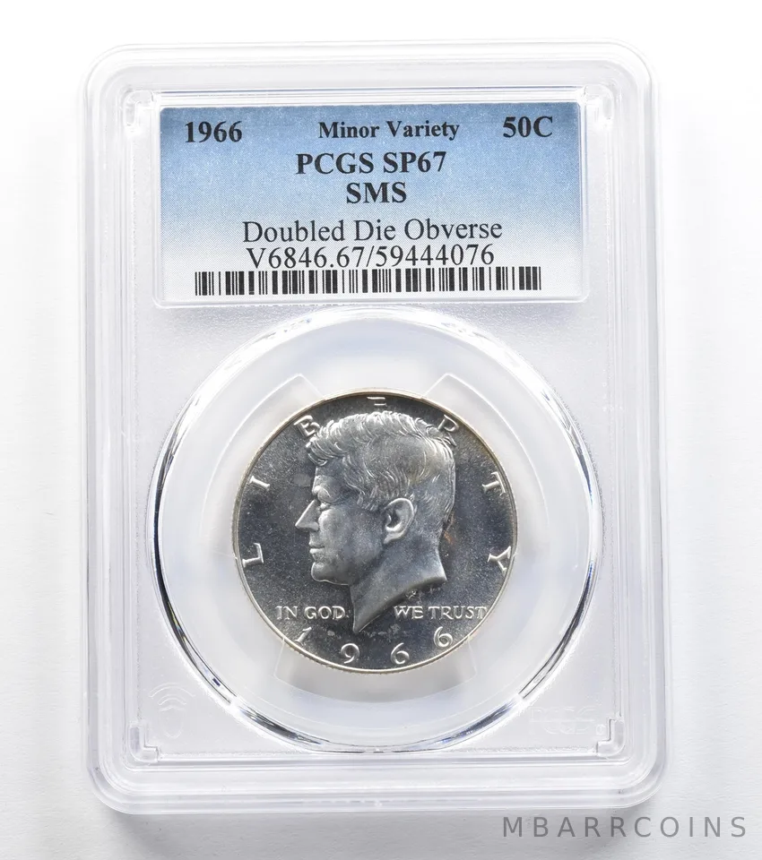 1966 Kennedy Half Dollar SMS Doubled Die Obverse SP67 PCGS *9665