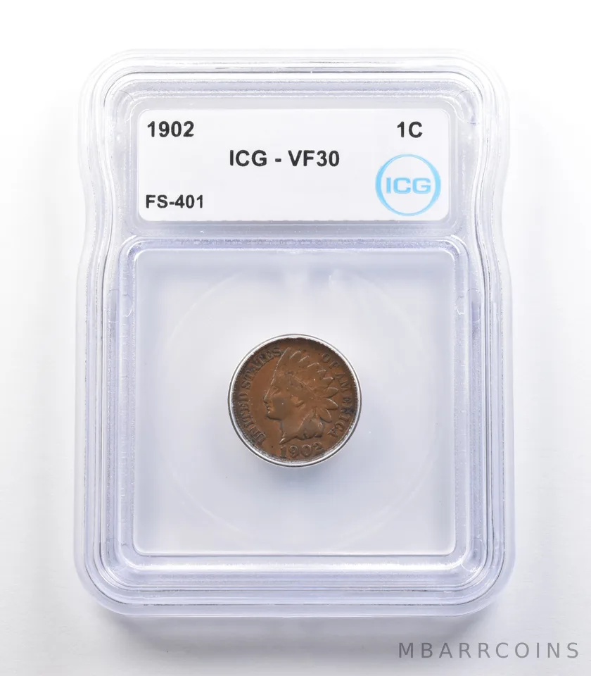 1902 Indian Head Cent Mint Error FS-401 VF30 ICG *2284