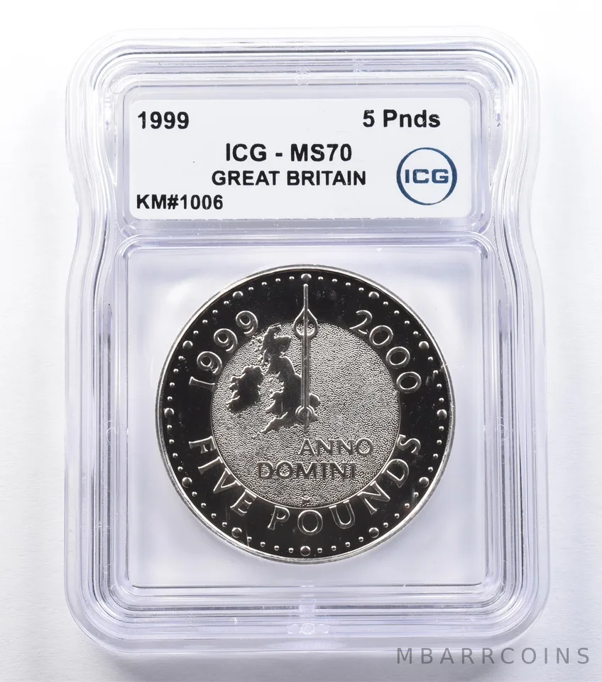 1999 Great Britain 5 Pounds Anno Domini KM#1006 MS70 ICG *2289