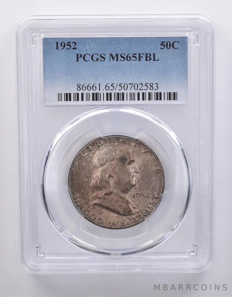 1952 Franklin Half Dollar MS65 FBL PCGS Beautiful Tone *7202