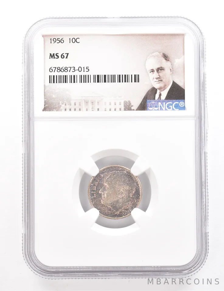 1956 Roosevelt Dime MS67 NGC Beautiful Tone *3408