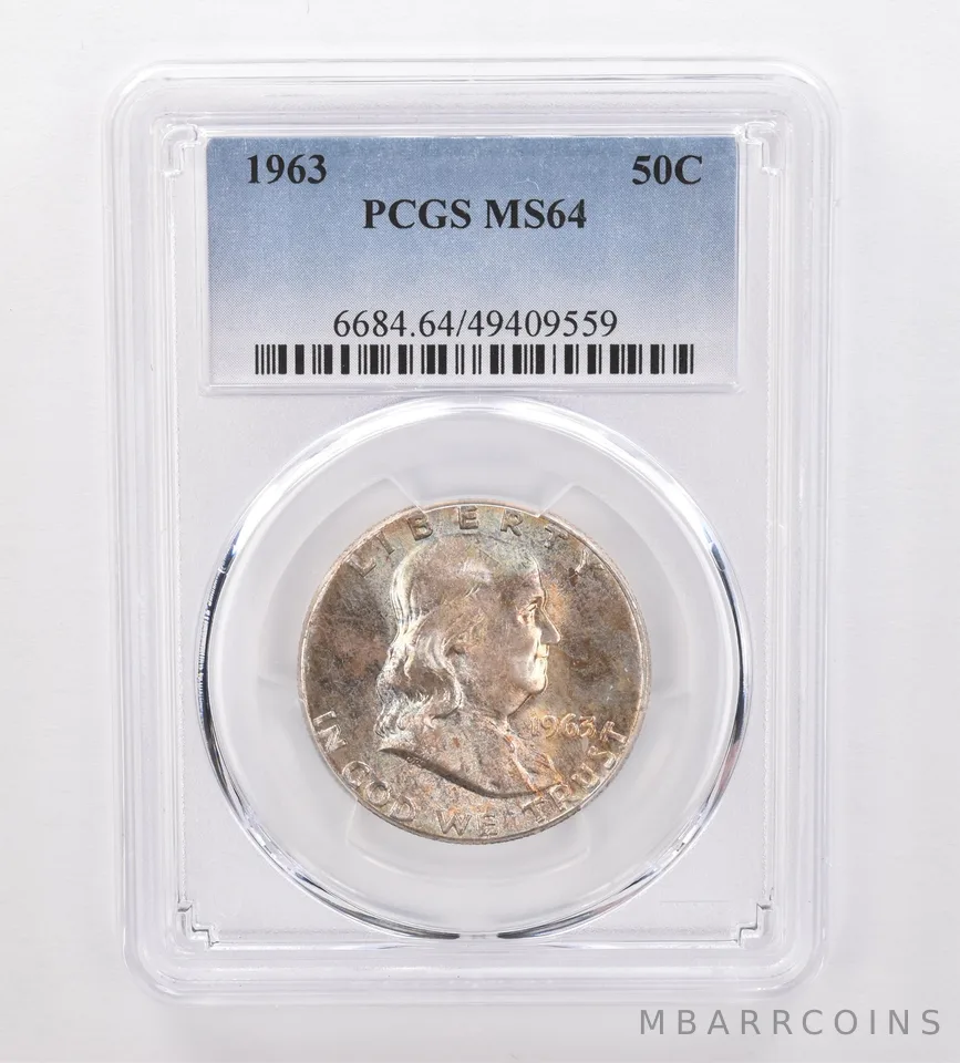 1963 Franklin Half Dollar MS64 PCGS Beautiful Tone *0005