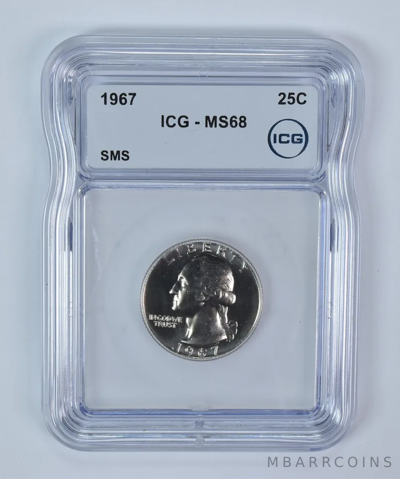 1967 Washington Quarter SMS MS68 ICG