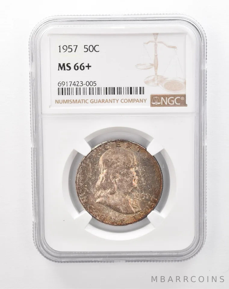1957 Franklin Half Dollar MS66+ NGC Toned a0933