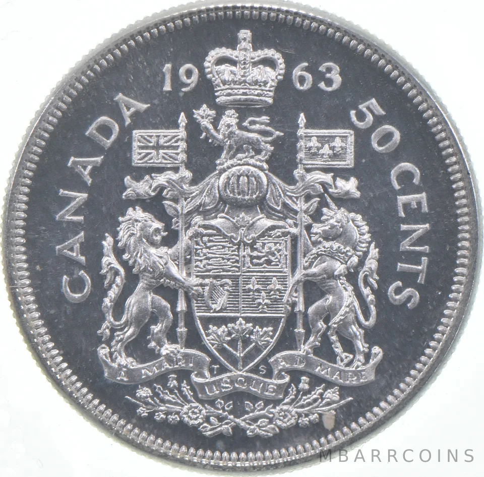 1963 Canada Half Dollar Prooflike In Cello 80% Silver