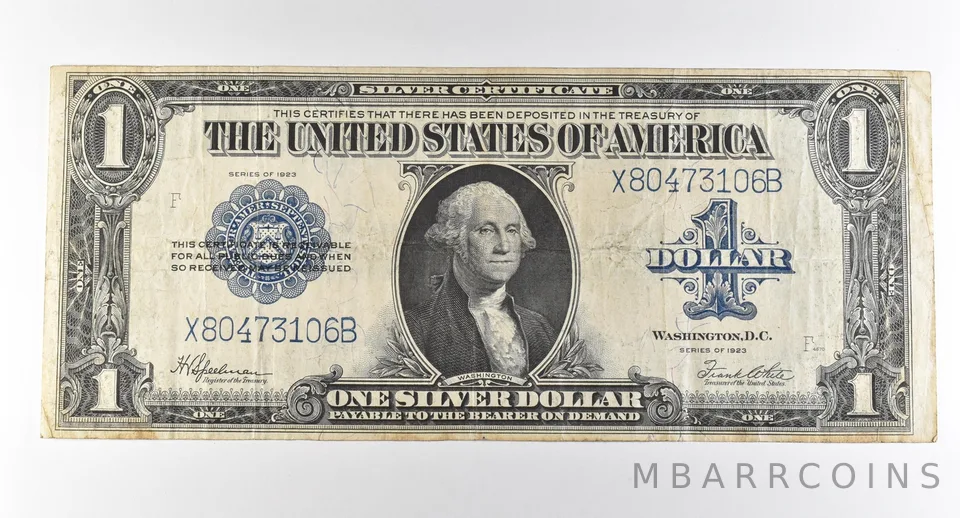 1923 $1 Silver Certificate Large Note Blue Seal *2923