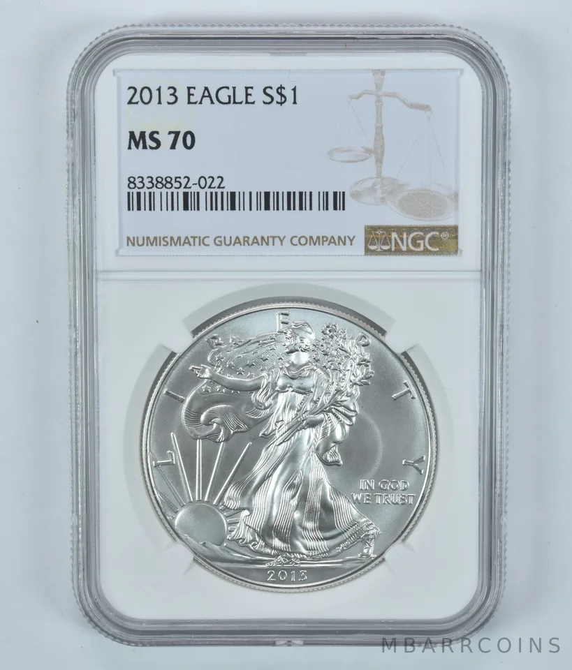 2013 American Silver Eagle MS70 NGC Brown Label