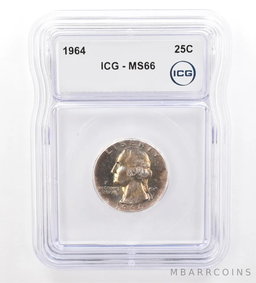 1964 Washington Quarter MS66 ICG Beautiful Tone *7343