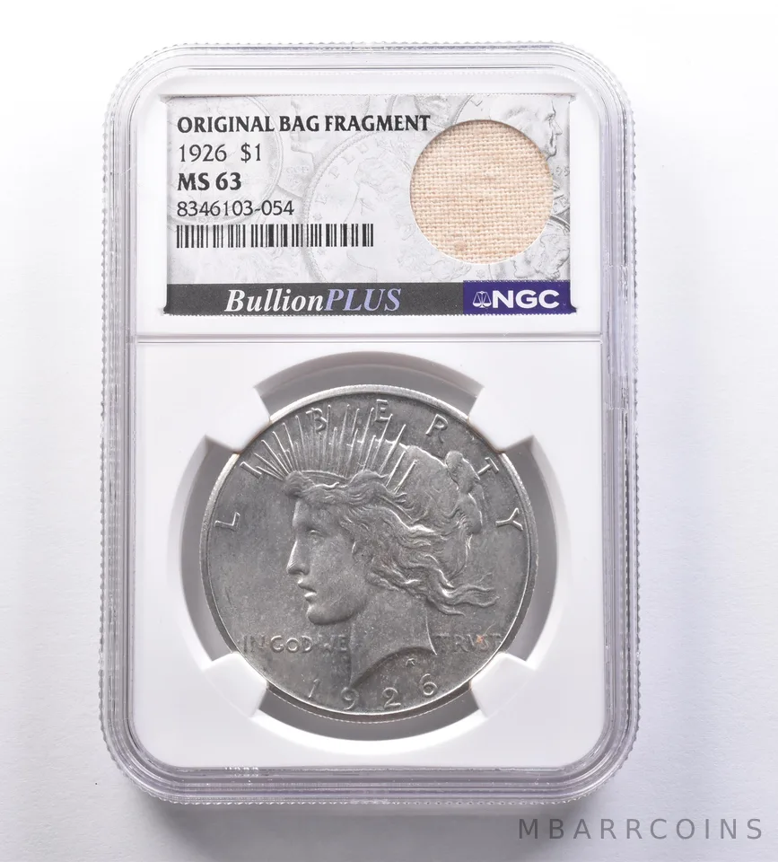 1926 Peace Silver Dollar Original Bag Fragment MS63 NGC *8862