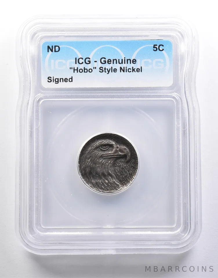 (ND) Indian Head Buffalo Nickel "Hobo" Style Signed Genuine ICG *6572
