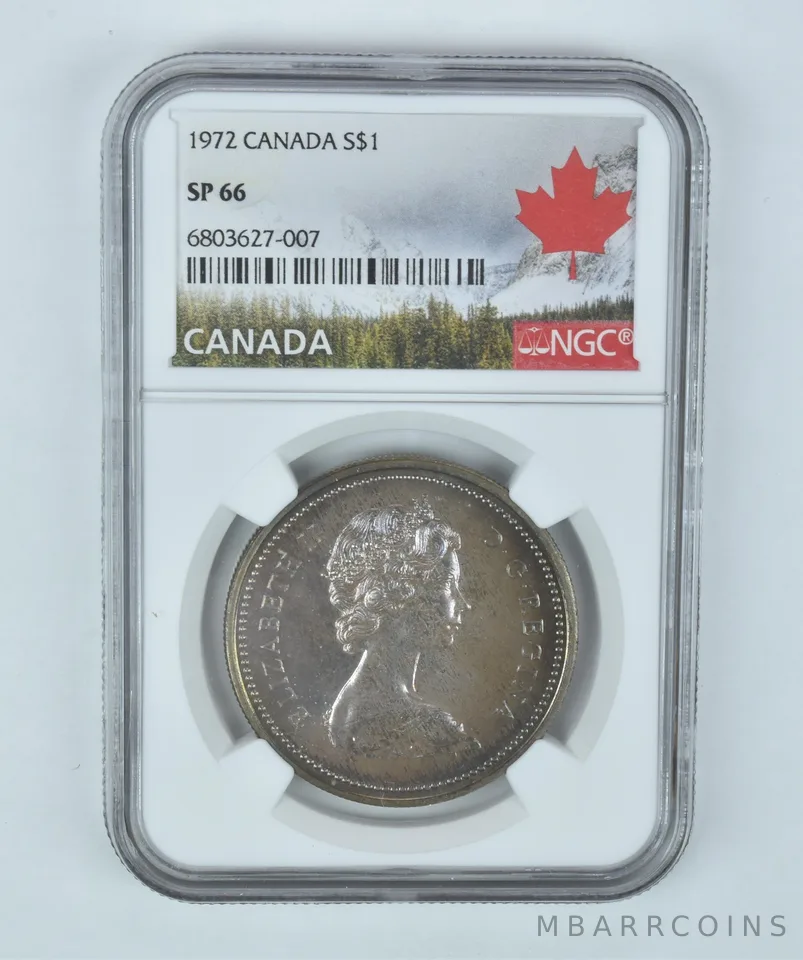 SP66 1972 Canada Silver Dollar NGC Beautifully Toned a2963