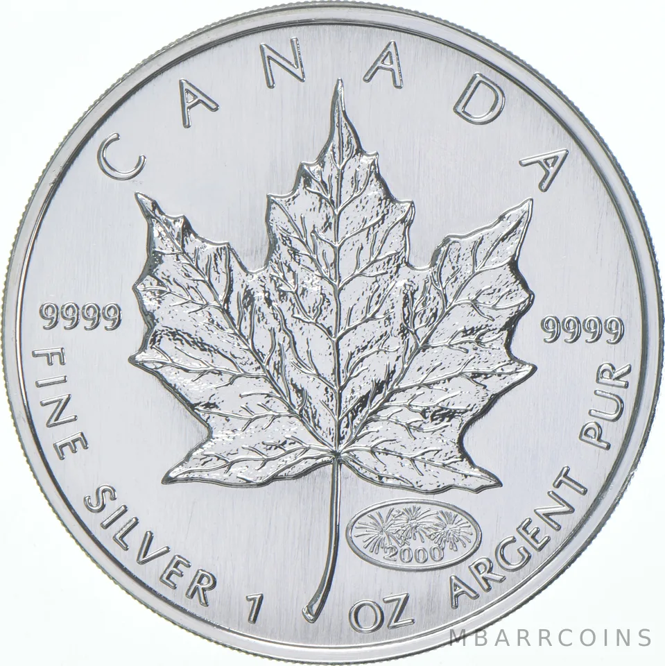2000 Canada 5 Dollars Silver Maple Leaf 1 Oz Silver BU