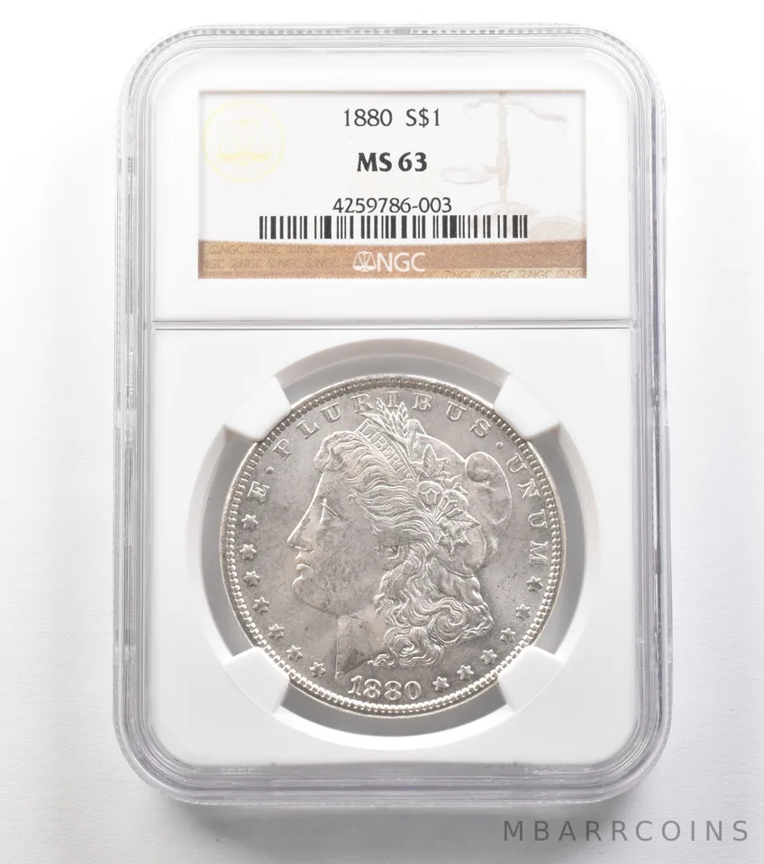 1880 Morgan Silver Dollar MS63 NGC a1557