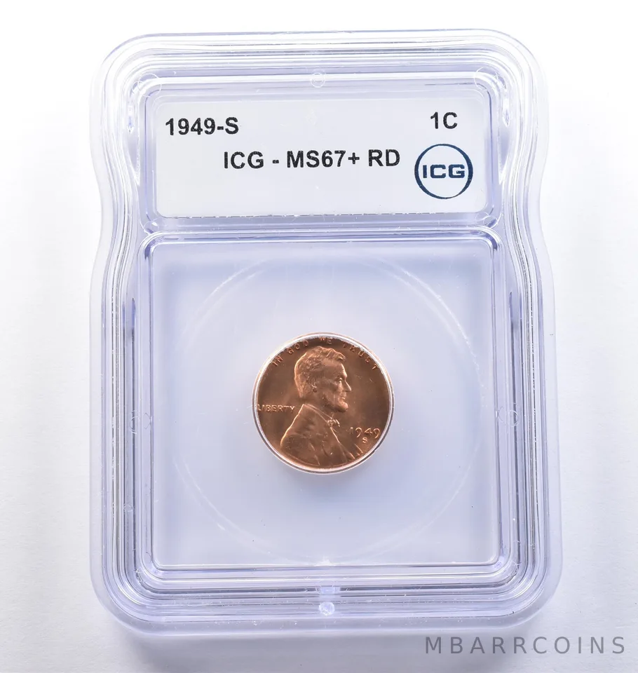 1949-S Lincoln Wheat Cent MS67+ RD ICG *9136