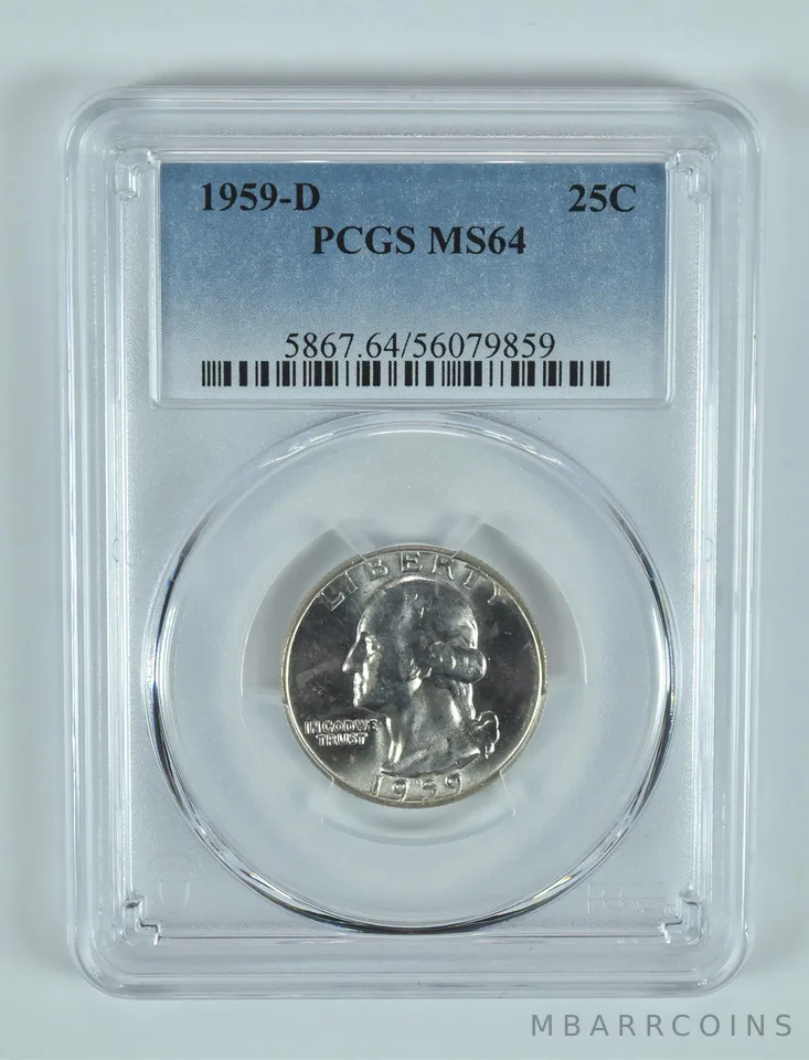1959-D Washington Quarter MS64 PCGS Blue Label