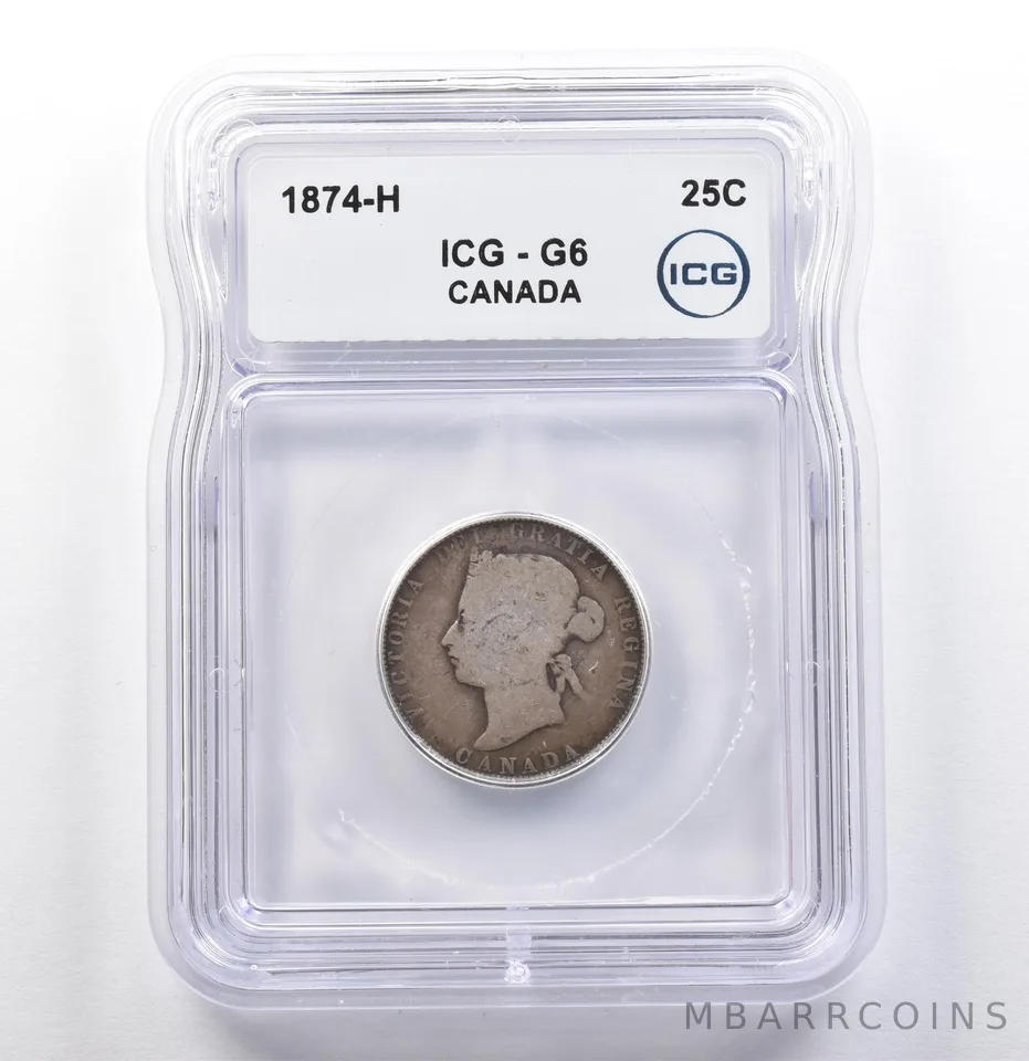 1874 H Canada 25 Cents G6 ICG *9935
