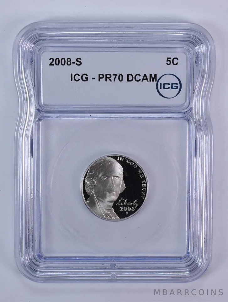 2008-S Jefferson Nickel PR70 DCAM ICG