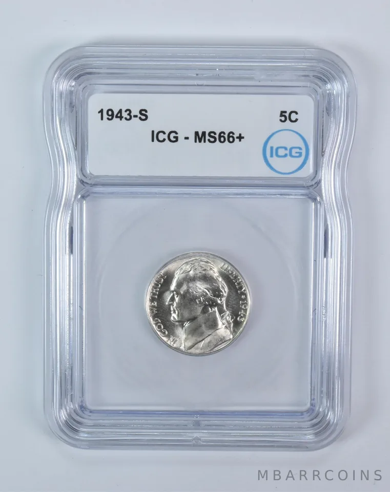 1943-S Jefferson Nickel MS66+ ICG WTN War Silver