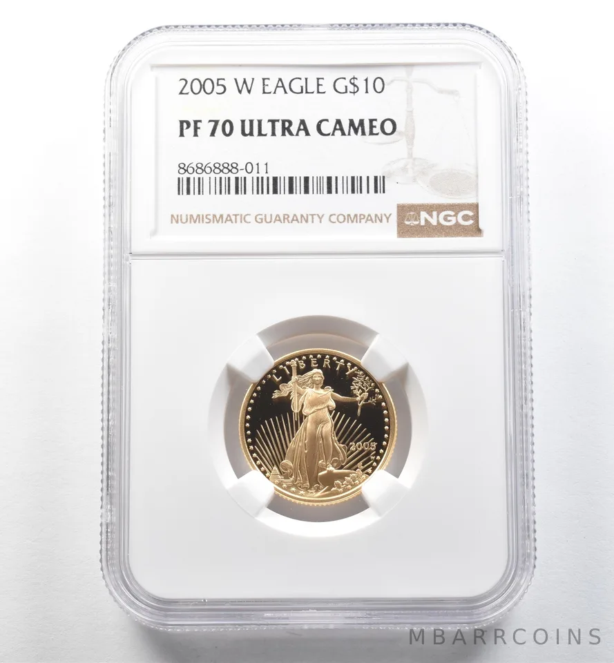 2005-W $10 American Gold Eagle 1/4 Oz Gold PF70 UCAM NGC