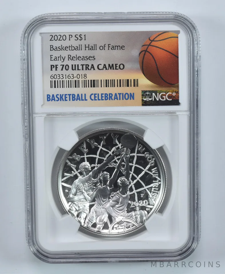 2020-P Basketball Hall Of Fame Commemorative $1 ER PF70 UCAM NGC