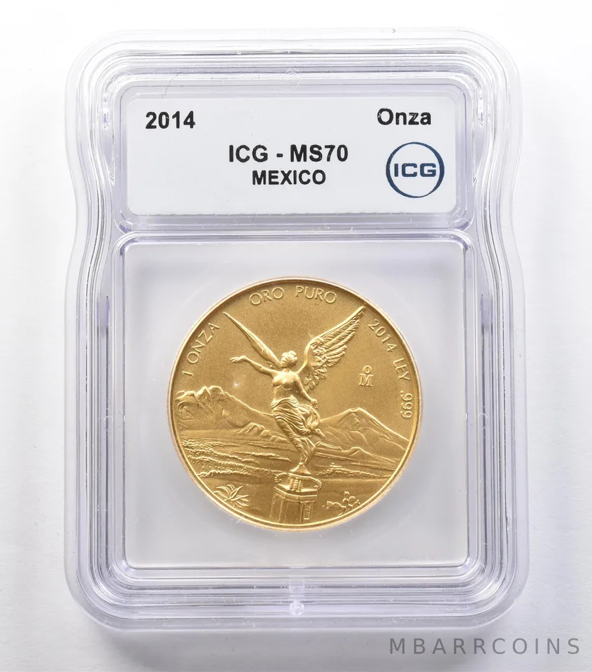 2014 Mo Mexico 1 Onza Gold Libertad MS70 ICG a2546