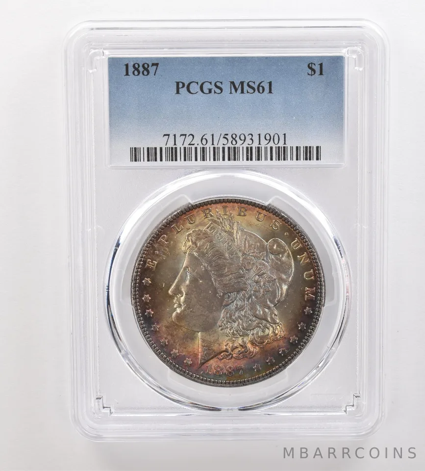 1887 Morgan Silver Dollar MS61 PCGS Beautiful Tone *3215