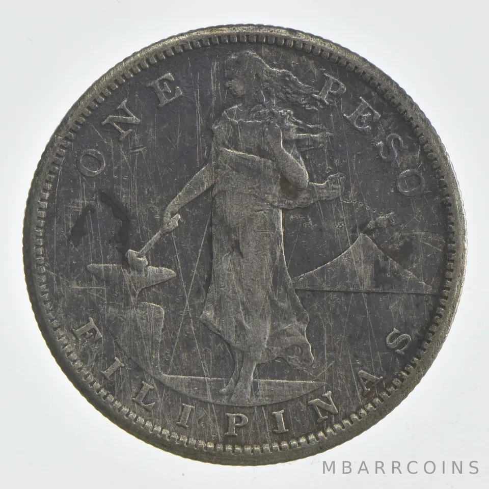 1907-S Philippines 1 Peso Beautiful Tone *0483
