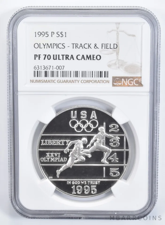 1995-P Olympics Track & Field Commemorative Silver Dollar PF70 NGC