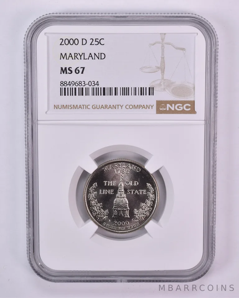 2000-D Washington State Quarter Maryland MS67 NGC Brown Label