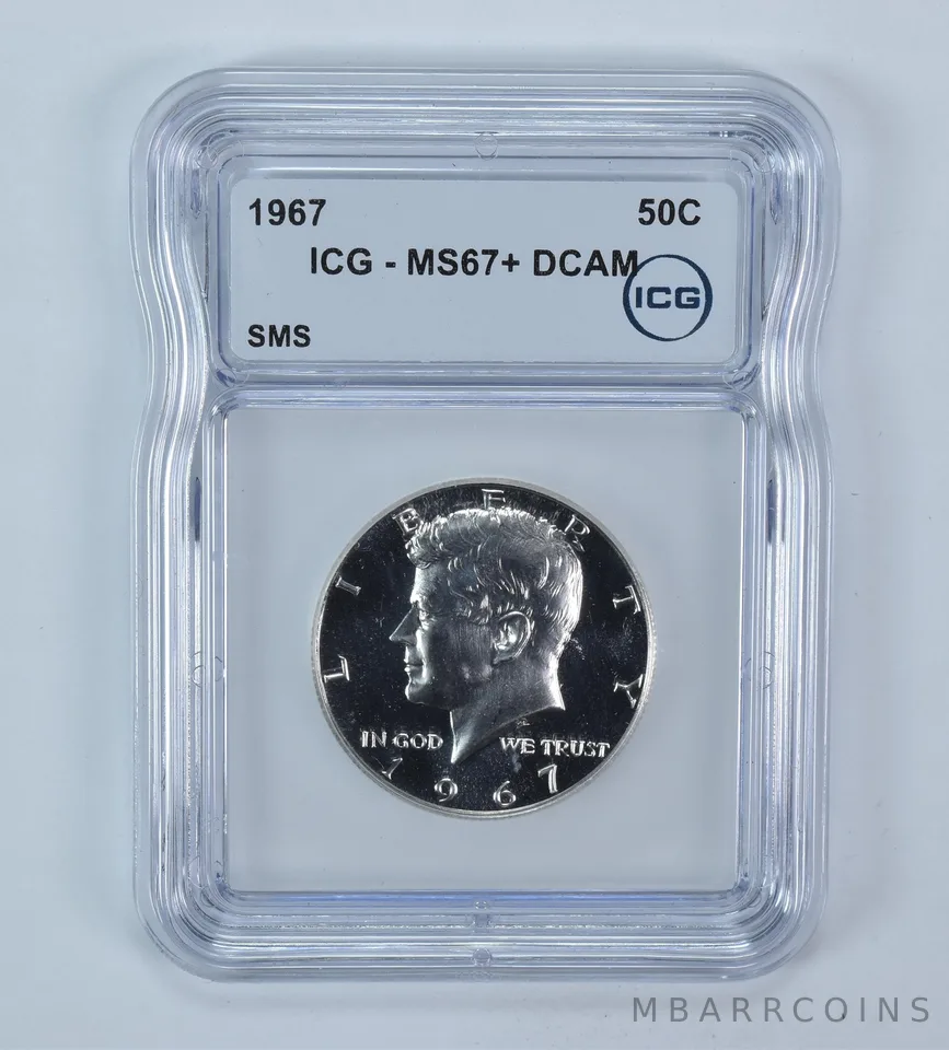 1967 Kennedy Half Dollar SMS MS67+ DCAM ICG