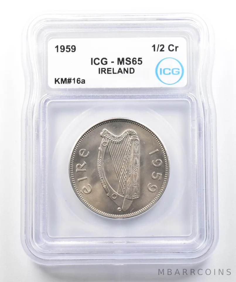 1959 Ireland 1/2 Crown KM#16a MS65 ICG a9804