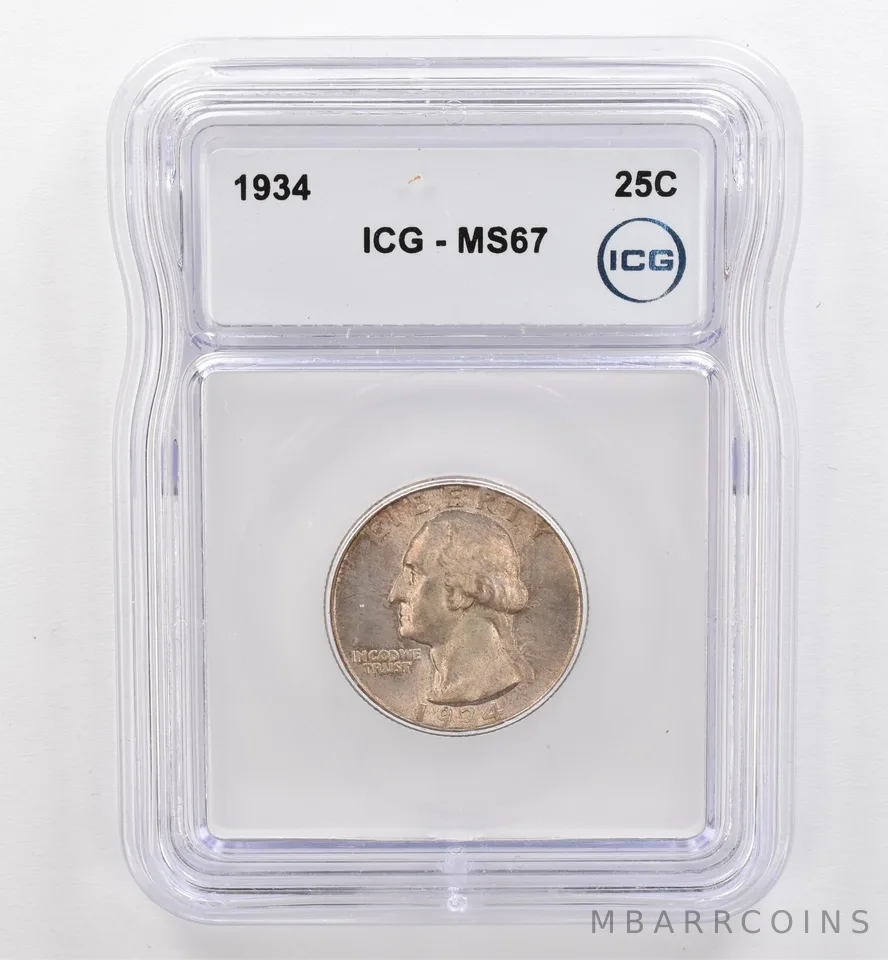 1934 Washington Quarter MS67 ICG Beautiful Tone *9472