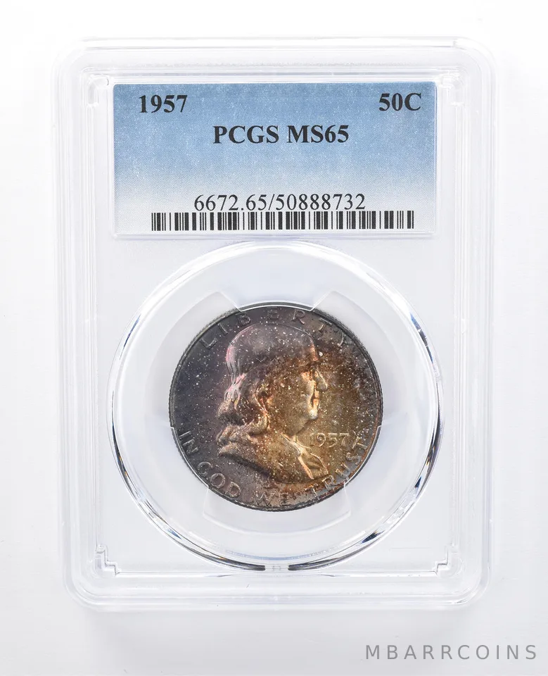 1957 Franklin Half Dollar MS65 PCGS Beautiful Tone *8107