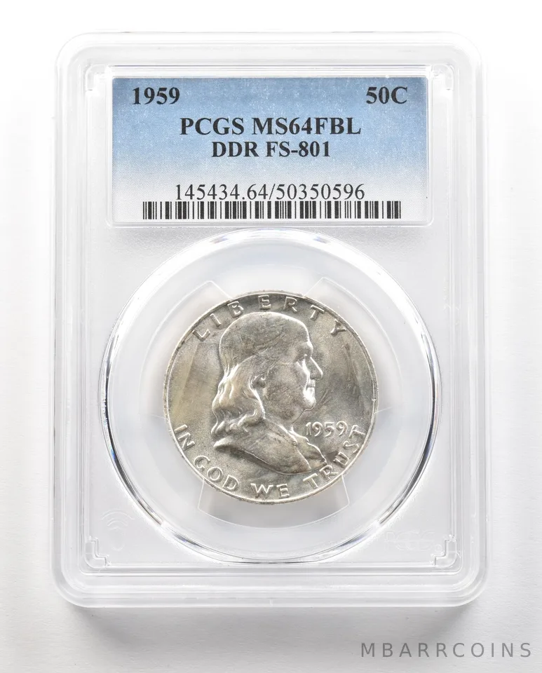 1959 Franklin Half Dollar DDR FS-801 MS64 FBL PCGS a4858