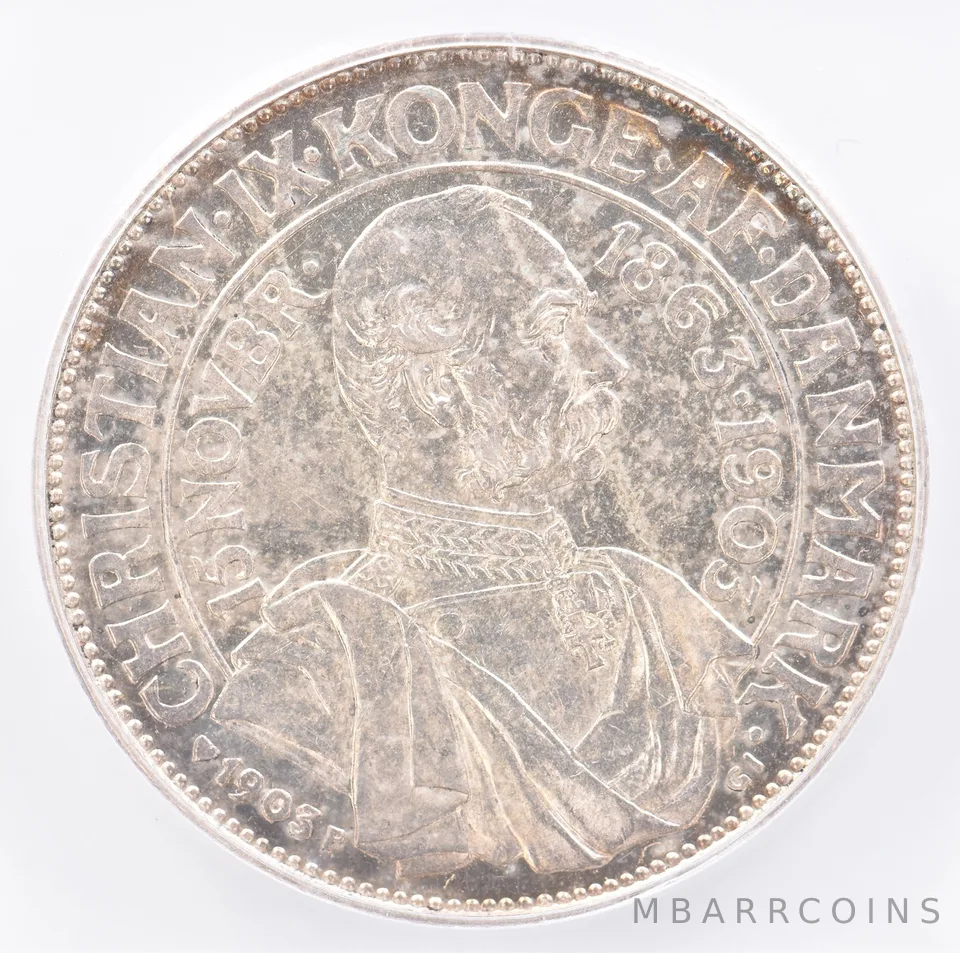 1903 Denmark 2 Kroner KM#802 MS63 ICG Beautiful Tone *1915